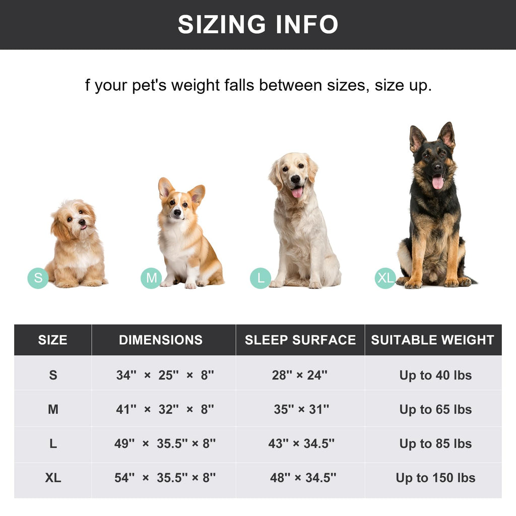 SIEMOUR 50" Lx32 Wx8 H Cooling Elevated Dog Bed for Large Dogs with Non-Slip Floor Protectors & Breathable Mesh, Raised Indoor & Outdoor Dog Cot Pet Hammock, Grey