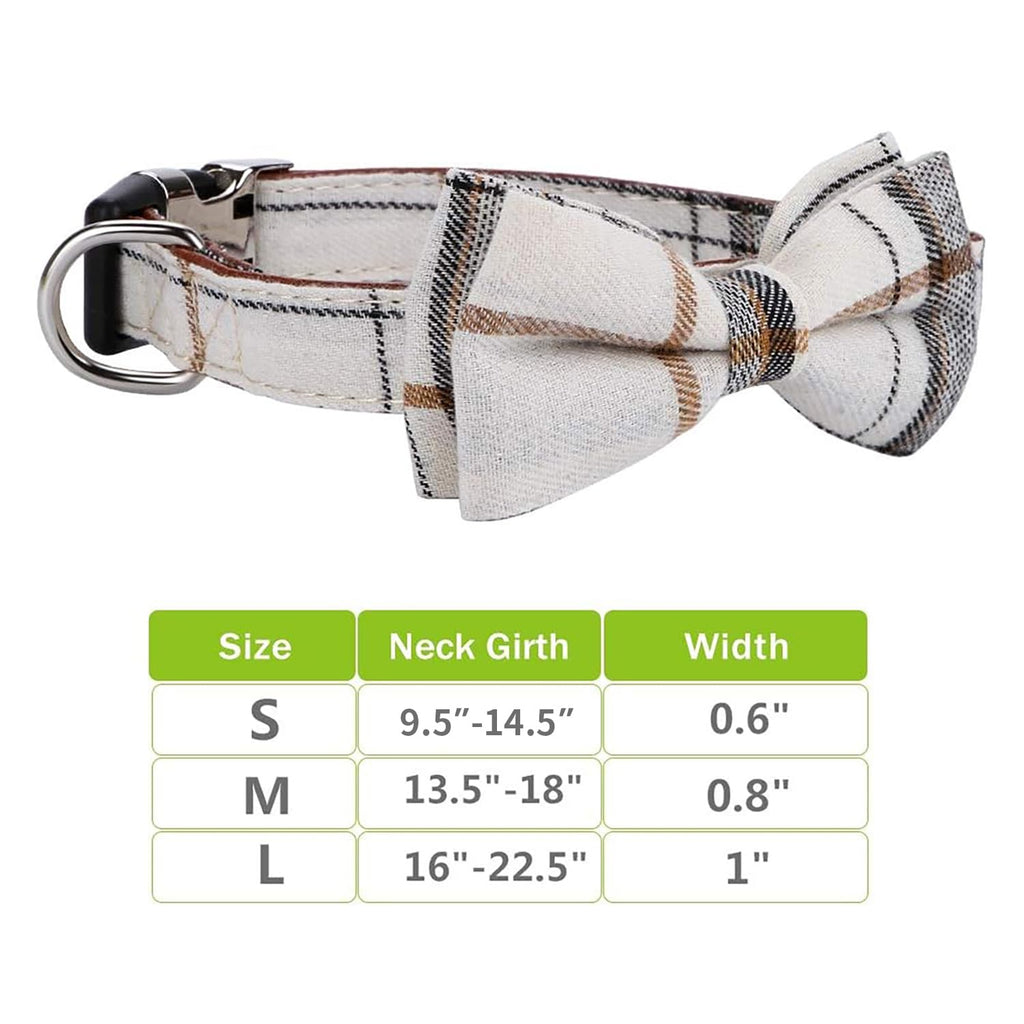 Faleela Soft &Comfy Bowtie Dog Collar,Detachable and Adjustable Bow Tie Collar,for Small Medium Large Pet (S, Beige)