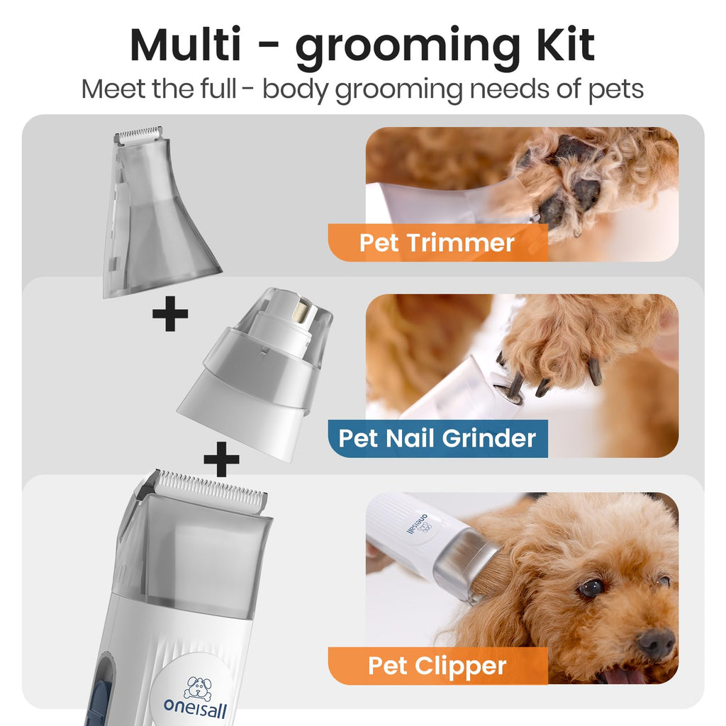 oneisall Dog Grooming Vacuum, Pet Grooming Vacuum with Clipper Nail Grinder, 1.5L Dust Cup Dog deshedding Brush with 7 Tools for Shedding Pet Hair, Home Cleaning(Blue)