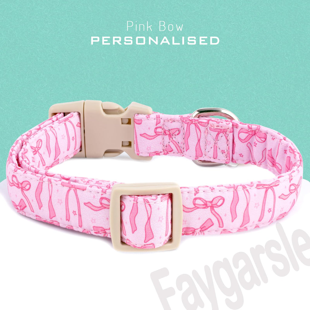 Faygarsle Cute Pink Bow Pattern Dog Collar for Summer Spring DesignSmall Medium Large Dogs M