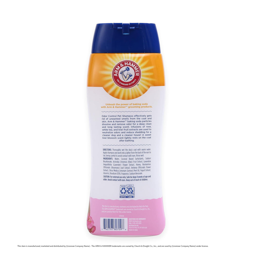 Arm & Hammer Deodorizing Dog Shampoo with Baking Soda for Odor Control, Tearless Moisturizing Formula for Sensitive Skin, Fresh Kiwi Blossom Scent, Safe for Dogs and Puppies, 20 Fl Oz
