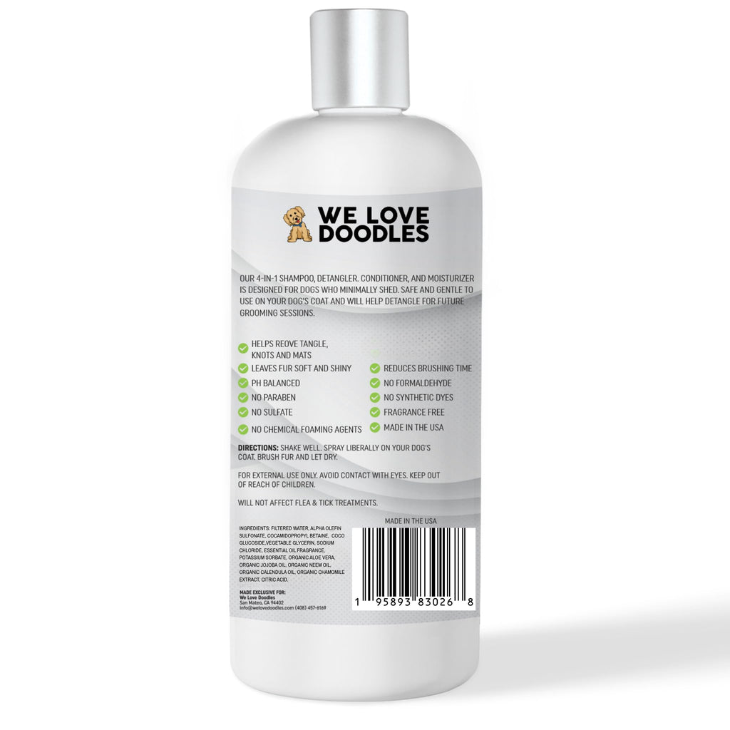 Dog Shampoo, Conditioner & Detangler - Best Shampoo for Goldendoodles, Poodles & Doodles Pet Hair - Hypoallergenic, Tearless, Sensitive Skin for Puppies & All Dog Breeds - Made in USA, 16OZ (Lavender)