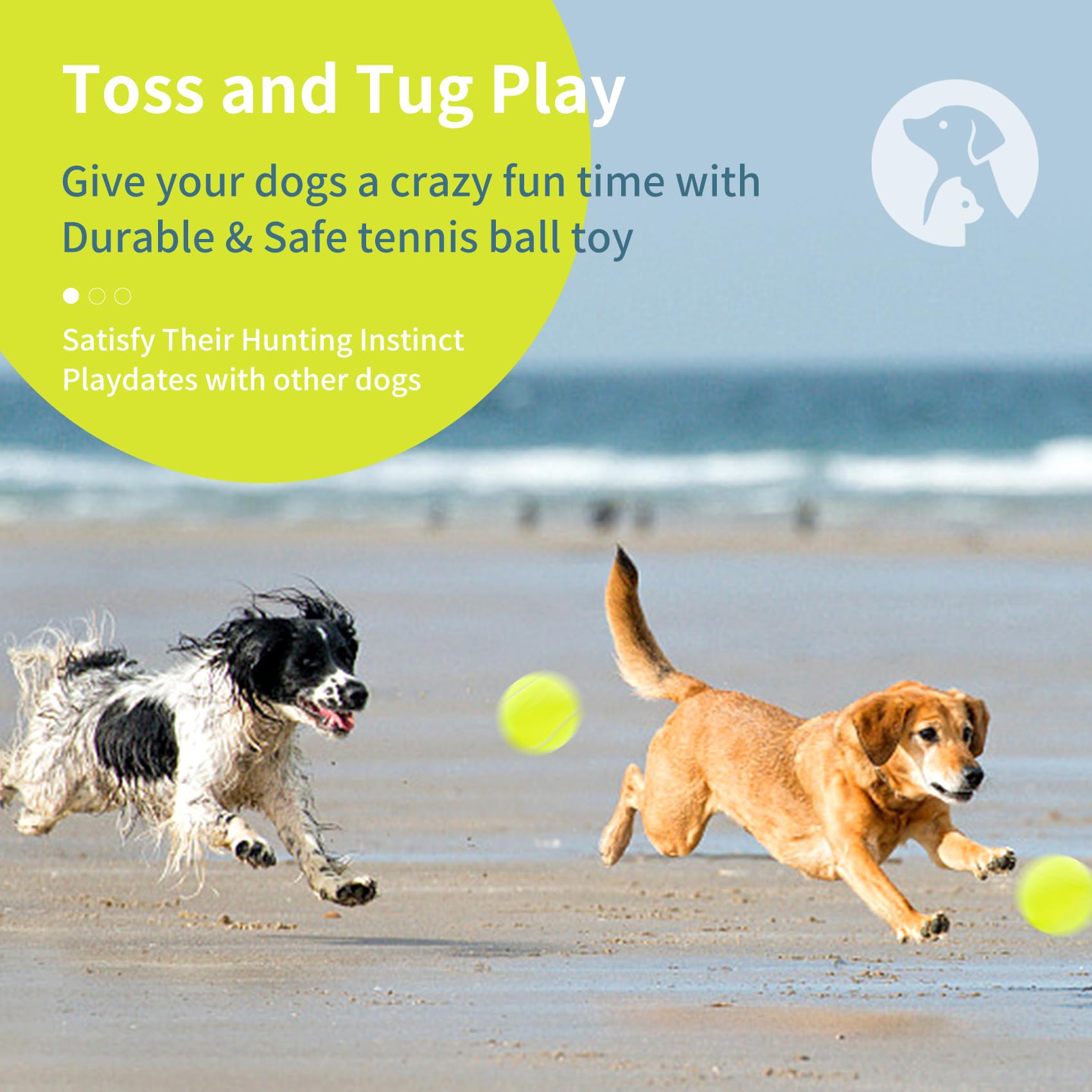 susu & wuwu Large Tennis Ball for Dogs 4 Inch Big Tennis Ball for Dog,Outdoor Play Toy for Small, Medium,Large Dogs Pet Birthday Gift (2 Pack)