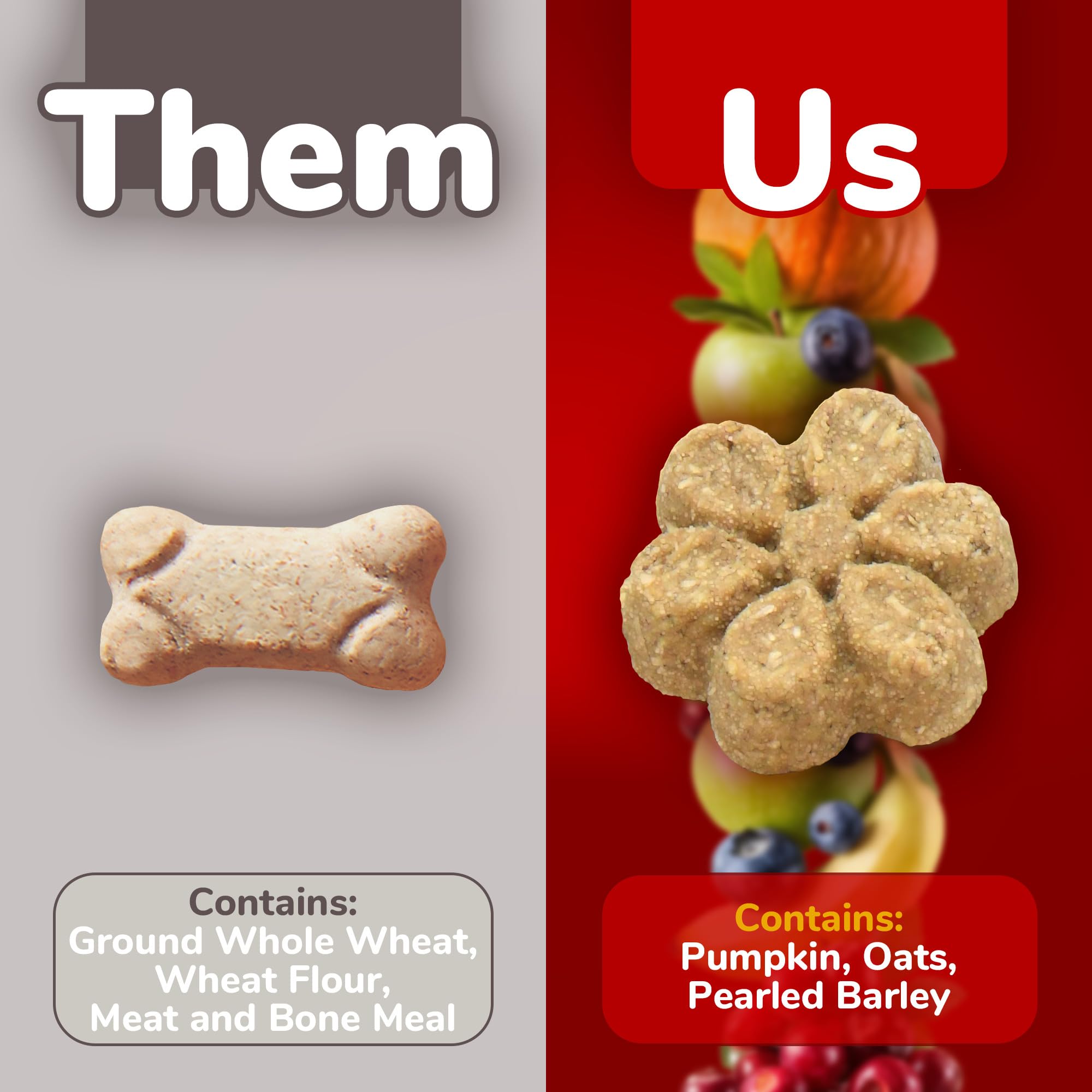 Fruitables Baked Dog Treats, Healthy Pumpkin Treat for Dogs, Low Calorie & Delicious, Free of Wheat, Corn and Soy, Made in the USA, Apple and Crispy Bacon Flavor, 12oz