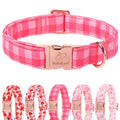 Babole Pet Pink Checkerboard Dog Collar, Classic Girly Plaid Dog Collars, Adjustable Heavy Duty Girl Dogs Collar for Small Medium Large Dogs with Metal Buckle S