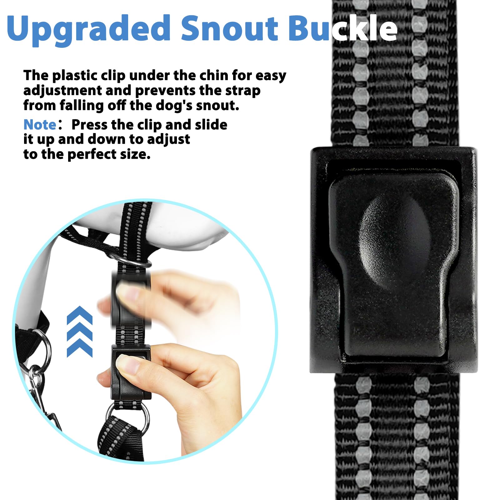 BARKLESS Soft Dog Head Collar, Patented Padded No Pull Head Halter, Training Nose Leash with Safety Link for Medium Large Dogs, Adjustable Muzzle Leash, Easy Control for Walking(Black, M)