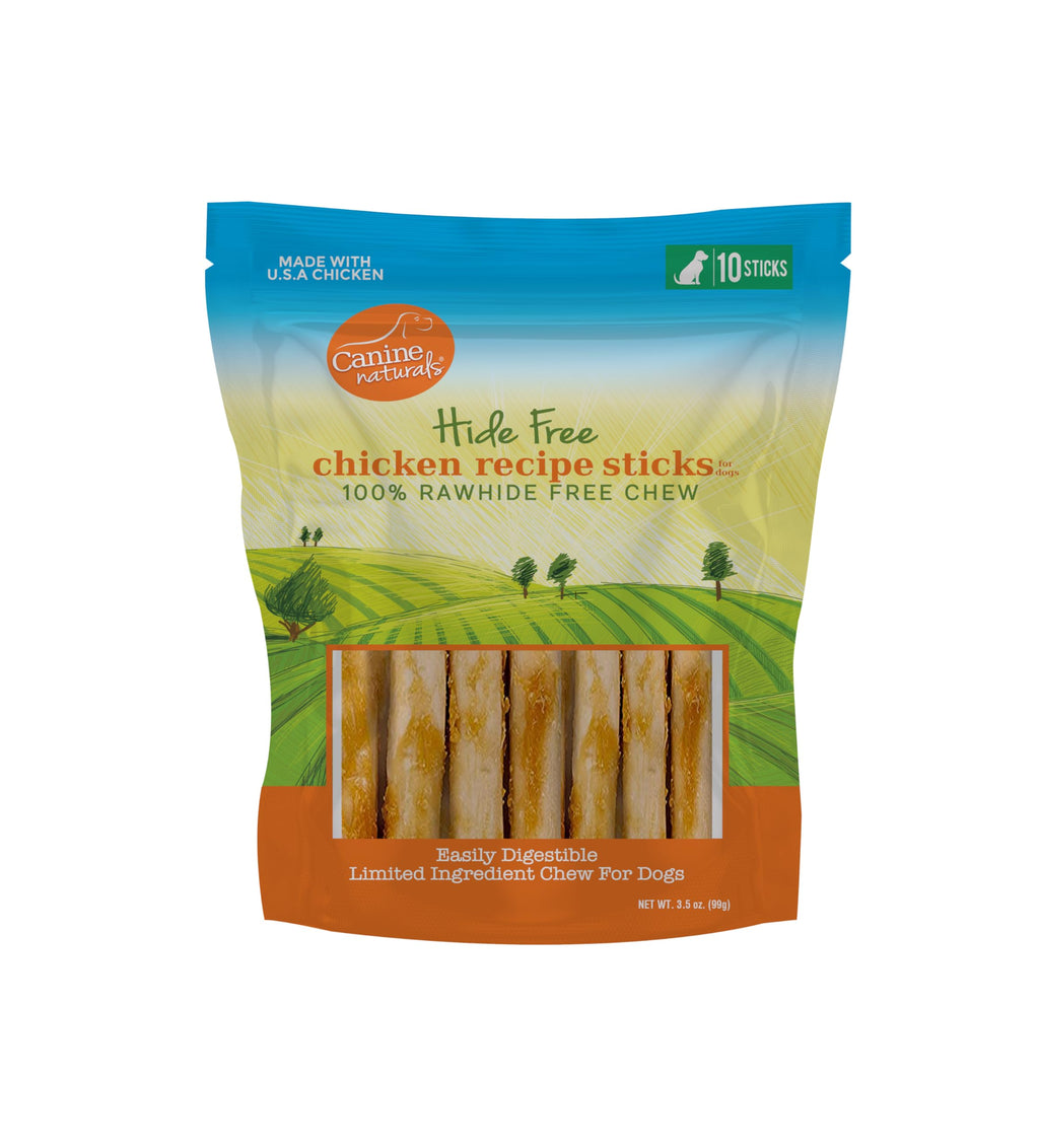 Canine Naturals Chicken Recipe Chew - Rawhide Free Dog Treats - Made From USA Raised Chicken - All-Natural and Easily Digestible - 10 Count of 5 Inch Stick