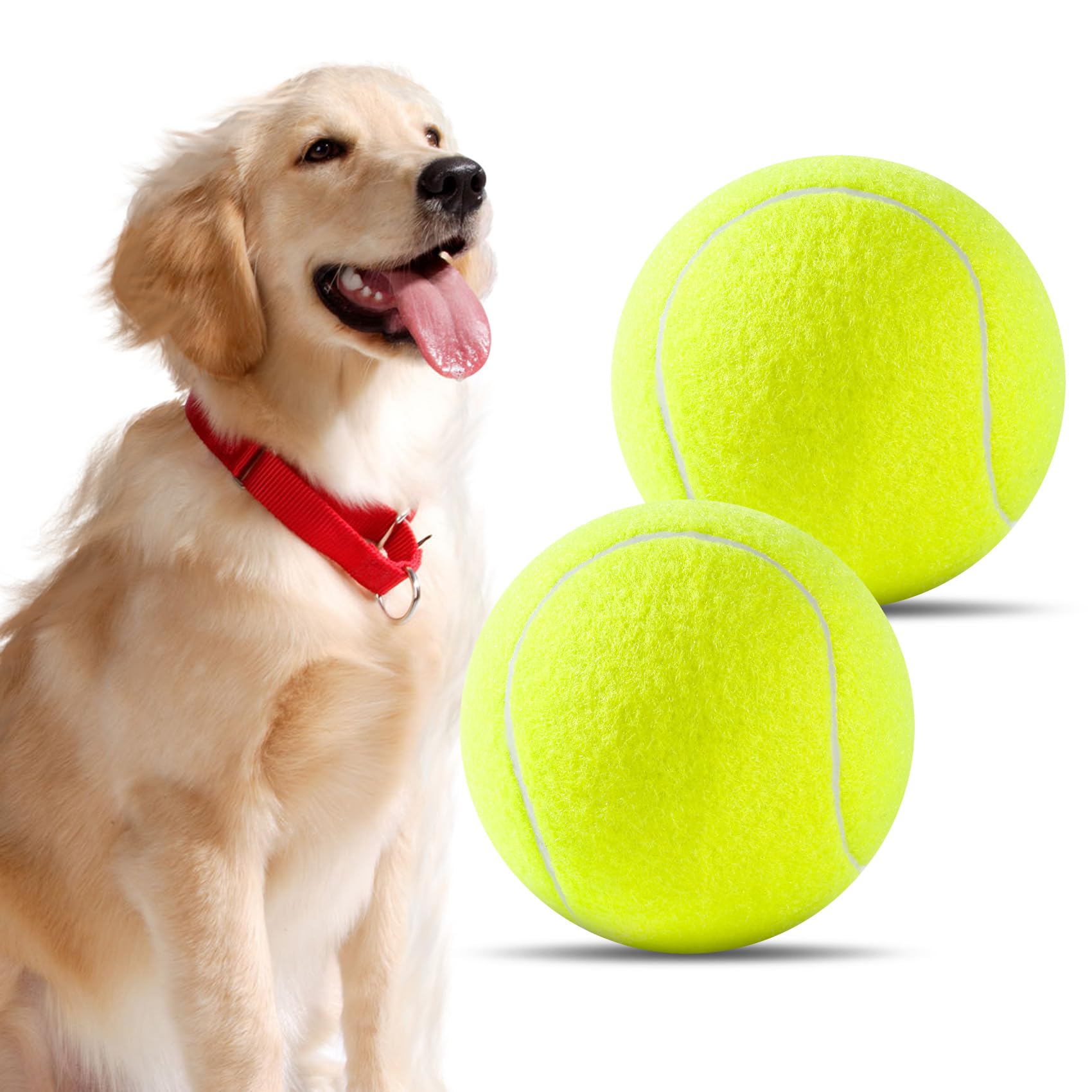 susu & wuwu Large Tennis Ball for Dogs 4 Inch Big Tennis Ball for Dog,Outdoor Play Toy for Small, Medium,Large Dogs Pet Birthday Gift (2 Pack)