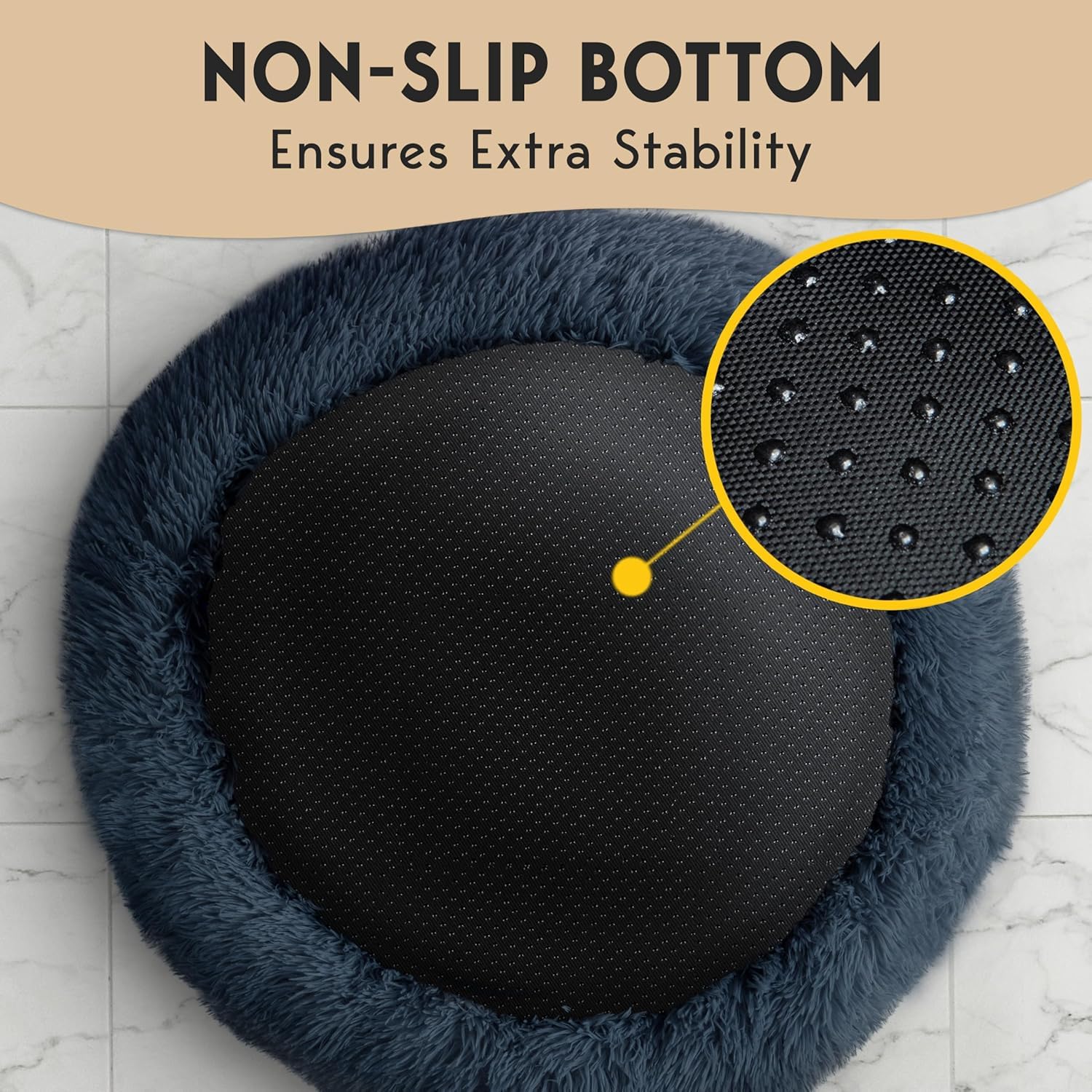 PetJett Calming Dog Bed Medium Size Dog - 30'' Donut Bed, Round Dog Bed, Anti-Slip & Washable Super Soft Fluffy Plush Round Bed, Anti-Anxiety Premium Comfort Pet Bed, Fits Dogs upto 45 lbs - Dark Grey