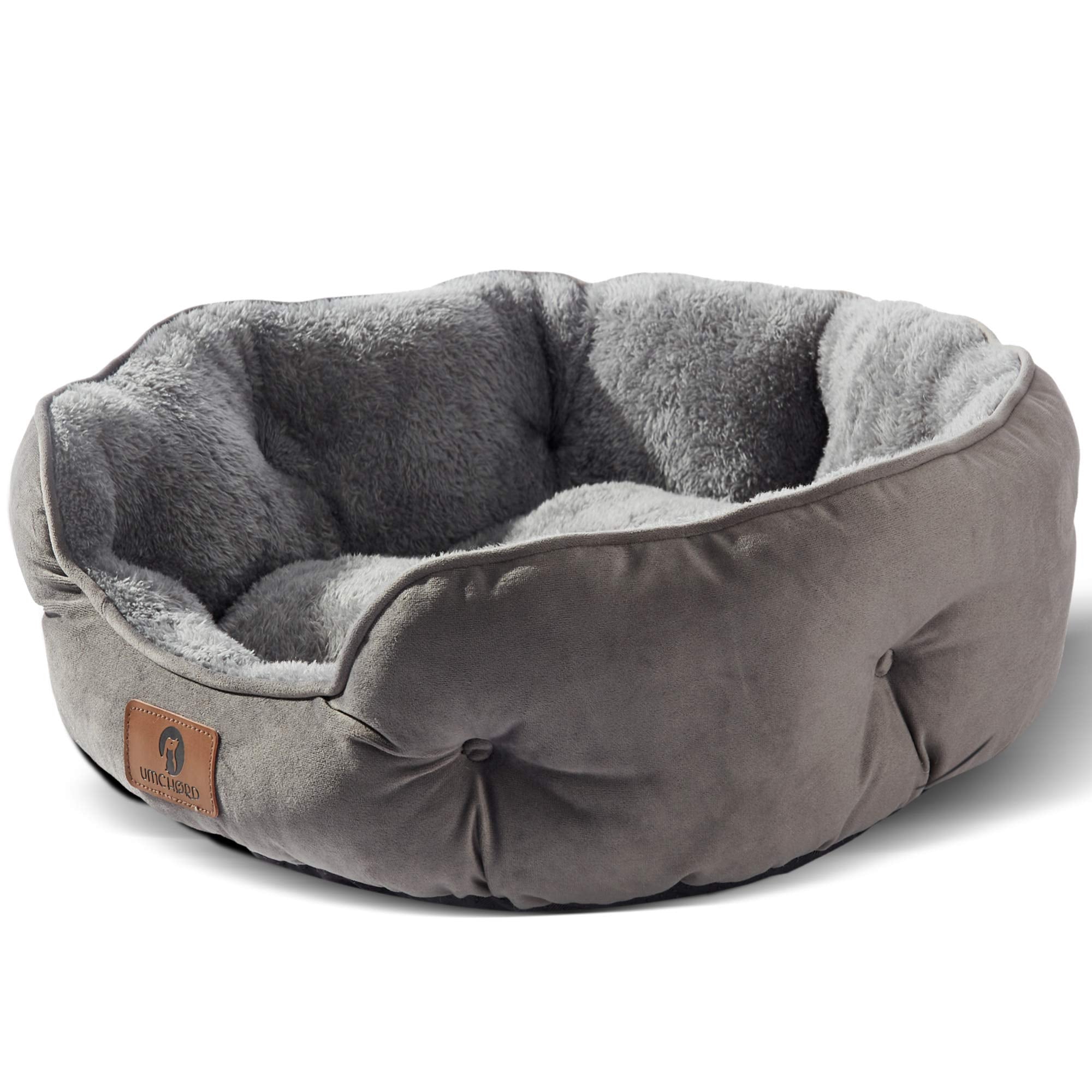 Asvin Small Dog Bed for Small Dogs, Cat Beds for Indoor Cats, Pet Bed for Puppy and Kitty, Extra Soft & Machine Washable with Anti-Slip & Water-Resistant Oxford Bottom, Grey