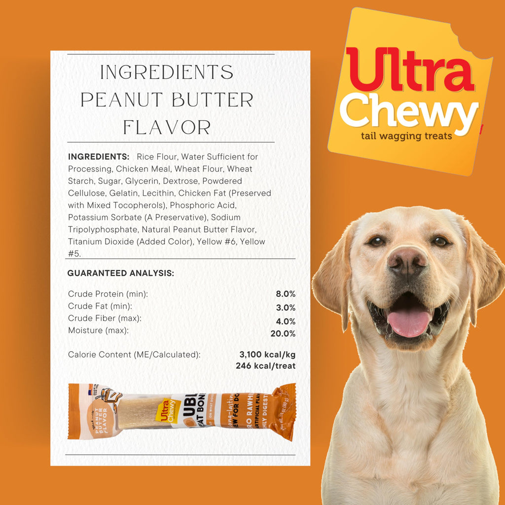 Ultra Chewy Double Treat Bones Favorites, Dog Treats, Made in The USA, Healthy Treats, Easy to Digest, Promotes Dental Health (Assorted Flavors, 1 Pack/9 Bones Per Pack)