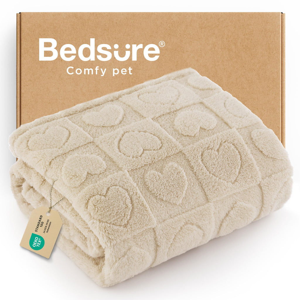 Bedsure Dog Blankets for Small Dogs Washable - Fluffy Fuzzy Cat Puppy Blanket with Premium 300GSM Coral Fleece Soft for Pet Kitten Doggy, White, 25x35IN