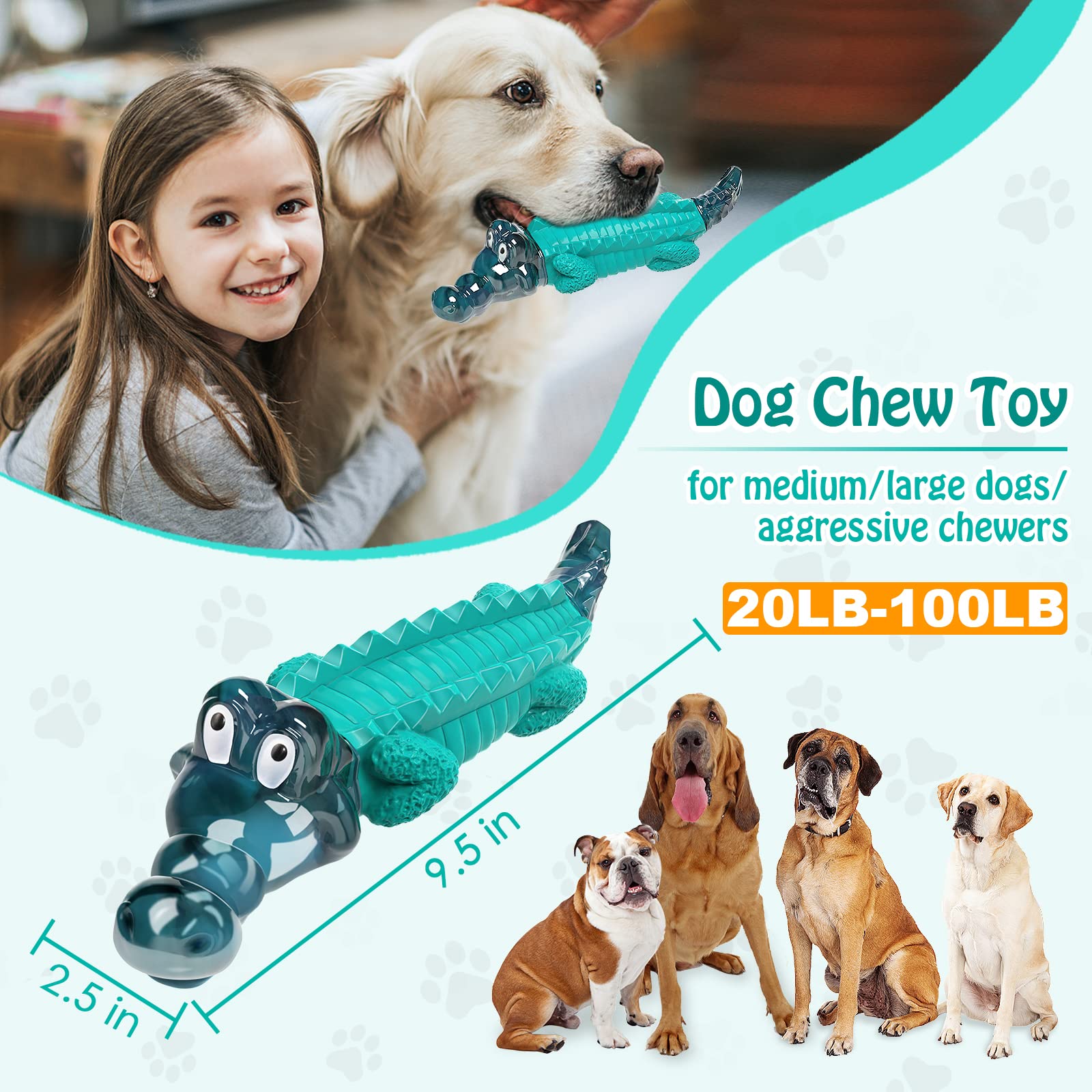Jeefome Dog Toys for Aggressive Chewers - Tough,Indestructible Dog Chew Toys for Large, Medium,Small Breed to Keep Them Busy
