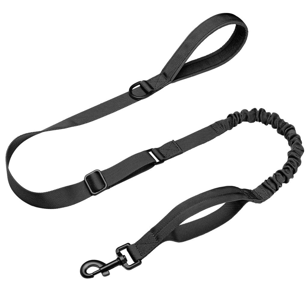 Forestpaw Tactical Dog Leash for Large Dogs,Heavy Duty Bungee Dog Leash with Shock Absorption,2 Padded Handles for Training Running Walking,Adjustable 4-5FT,Black
