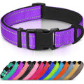 Joytale Reflective Dog Collar,Soft Neoprene Padded Breathable Nylon Pet Collar Adjustable for Large Dogs,Purple,L