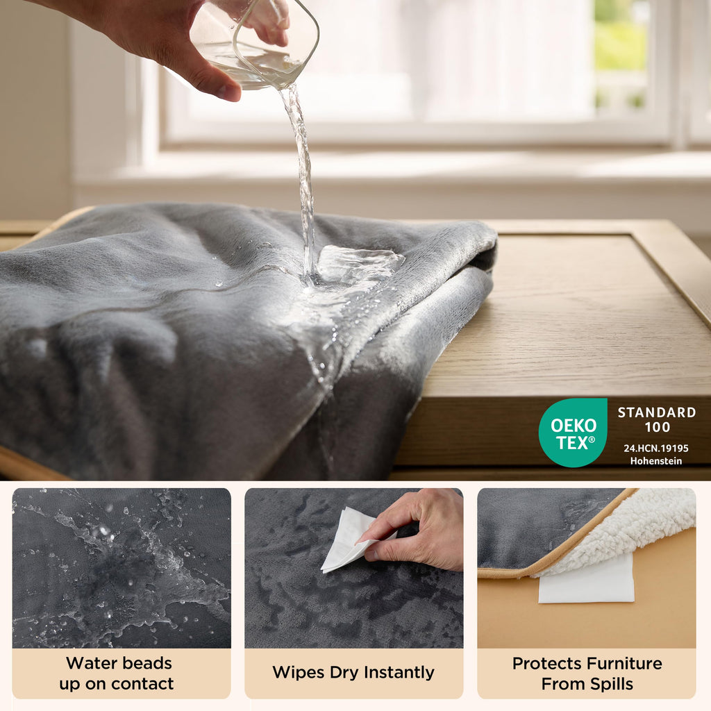 Bedsure Waterproof Dog Blankets for Medium Dogs Washable - Medium Cat Blanket for Couch Protection, Sherpa Fleece Puppy Blanket, Soft Plush Reversible Throw Furniture Protector, 30"X40", Grey