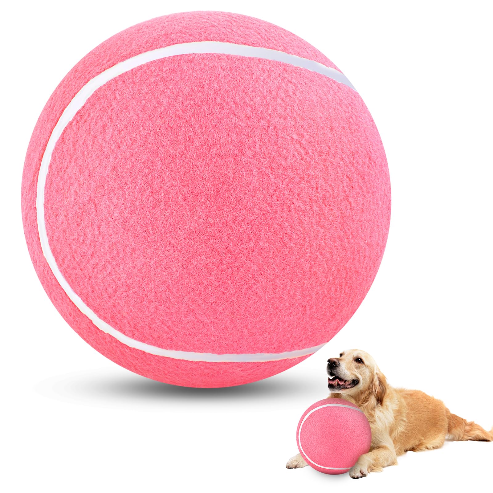 HETOO Large Dog Tennis Balls: 9.5 inch Pink Dog Toys- Giant Big Outdoor Dog Toys Balls- Dog Tennis Ball Toys for Small Medium Large Dogs- Pet Toys Birthday Gift