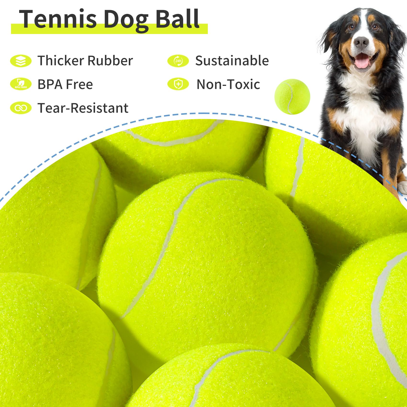 susu & wuwu Large Tennis Ball for Dogs 4 Inch Big Tennis Ball for Dog,Outdoor Play Toy for Small, Medium,Large Dogs Pet Birthday Gift (2 Pack)