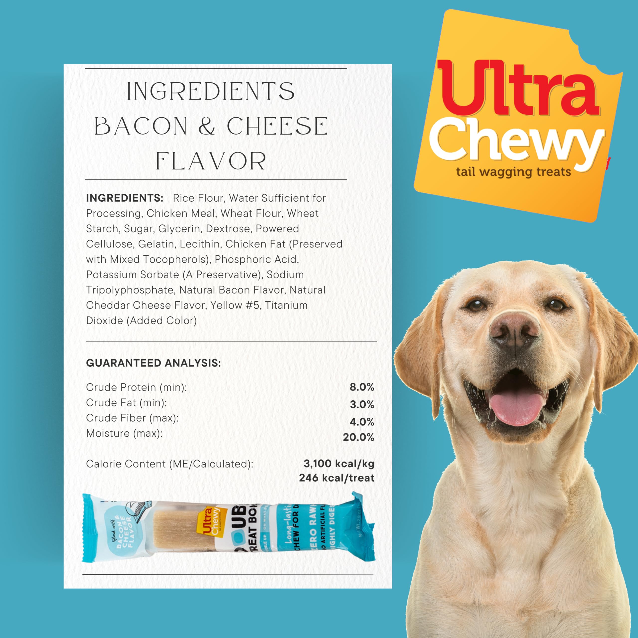 Ultra Chewy Double Treat Bones Favorites, Dog Treats, Made in The USA, Healthy Treats, Easy to Digest, Promotes Dental Health (Assorted Flavors, 1 Pack/9 Bones Per Pack)