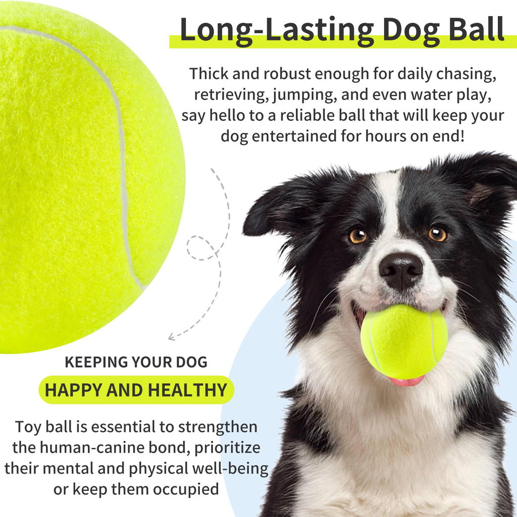 susu & wuwu Large Tennis Ball for Dogs 4 Inch Big Tennis Ball for Dog,Outdoor Play Toy for Small, Medium,Large Dogs Pet Birthday Gift (2 Pack)