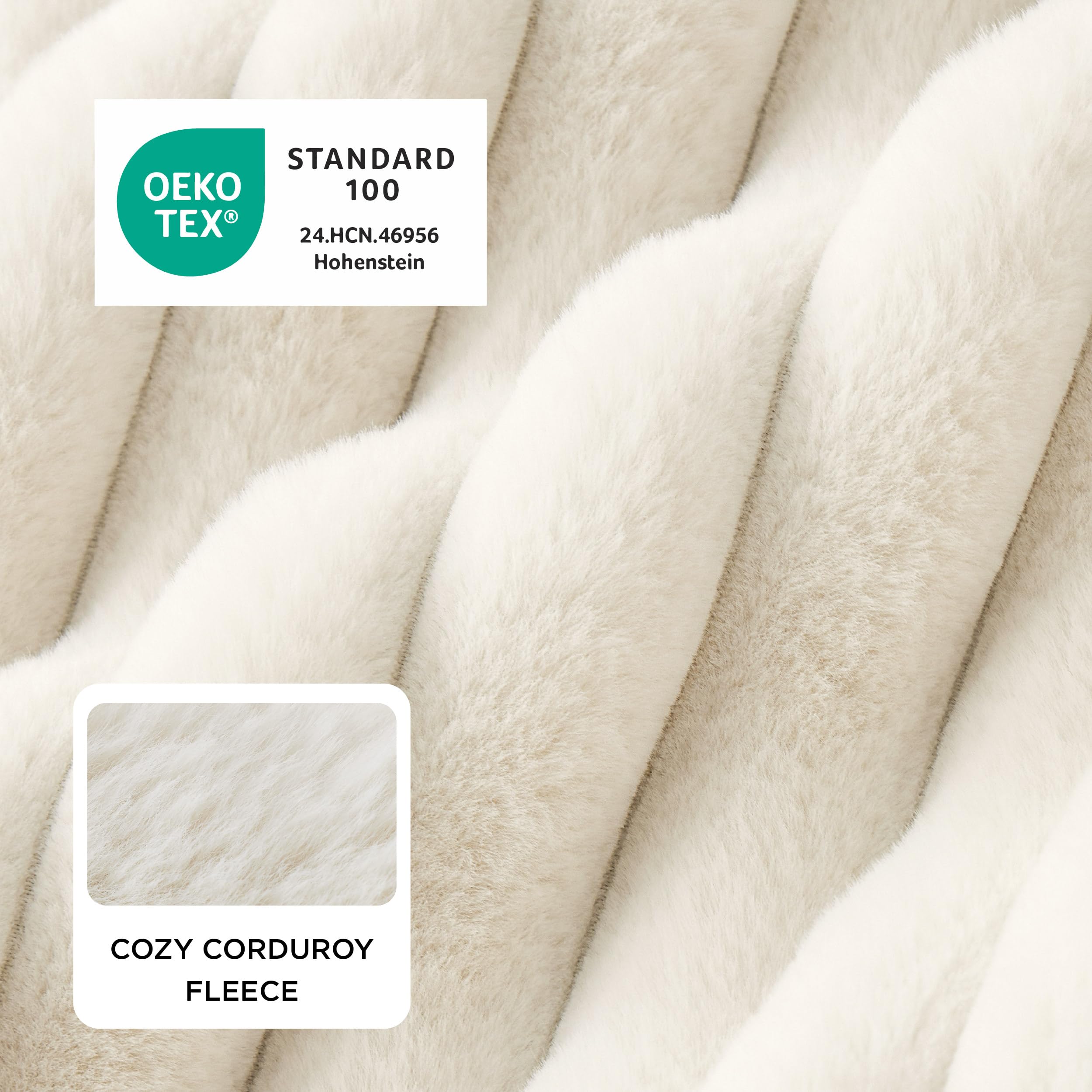Bedsure ComfyFleece™ Cute Dog Bed for Small Medium Dogs - Washable Furry Puppy Beds, Rectangle Orthopedic Corduroy Fleece Pet Beds with Removable Zipper Cover, 25x21x7inches, Cream